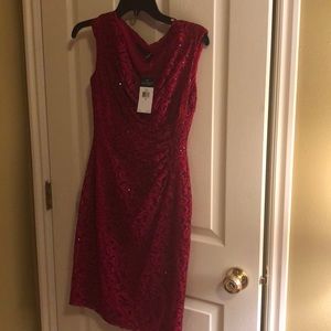 Ralph Lauren Red Lace Sequined Dress Size 0